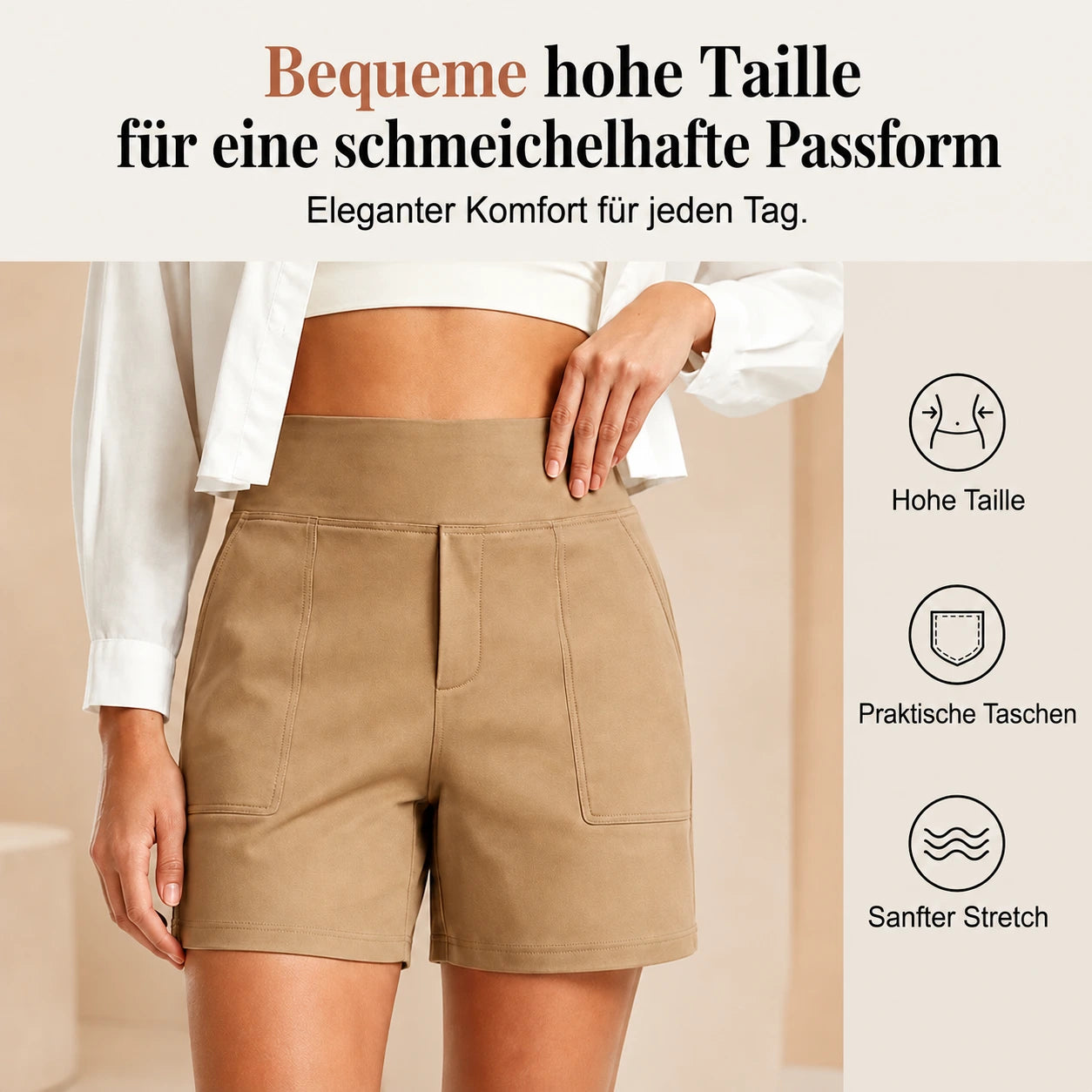 Norelia™ – Elegante High-Waist-Shorts für Damen