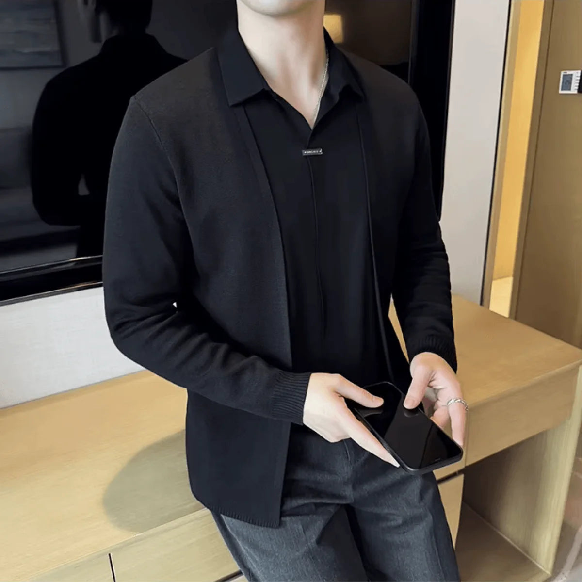 Layer™ – 2-in-1-Hemd mit Cardigan-Effekt